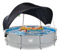 Bazén so strieškou a filtráciou Soft Grey pool Exit Toys kruhový oceľová konštrukcia 360*76 cm šedý od 6 rokov