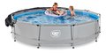Bazén so strieškou a filtráciou Soft Grey pool Exit Toys kruhový oceľová konštrukcia 360*76 cm šedý od 6 rokov