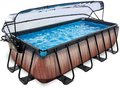 Bazén s krytom a pieskovou filtráciou Wood pool Exit Toys oceľová konštrukcia 400*200*100 cm hnedý od 6 rokov