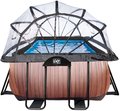 Bazén s krytom a pieskovou filtráciou Wood pool Exit Toys oceľová konštrukcia 400*200*100 cm hnedý od 6 rokov