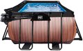 Bazén s krytom a pieskovou filtráciou Wood pool Exit Toys oceľová konštrukcia 400*200*100 cm hnedý od 6 rokov