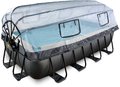Bazén s krytom a pieskovou filtráciou Black Leather pool Exit Toys oceľová konštrukcia 400*200*100 cm čierny od 6 rokov