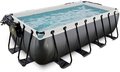 Bazén s krytom a pieskovou filtráciou Black Leather pool Exit Toys oceľová konštrukcia 400*200*100 cm čierny od 6 rokov