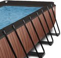 Bazén s krytom a pieskovou filtráciou Wood pool Exit Toys oceľová konštrukcia 540*250*100 cm hnedý od 6 rokov