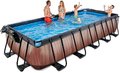 Bazén s krytom a pieskovou filtráciou Wood pool Exit Toys oceľová konštrukcia 540*250*100 cm hnedý od 6 rokov