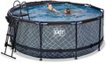 Bazén s krytom a pieskovou filtráciou Stone pool Exit Toys kruhový oceľová konštrukcia 360*122 cm šedý od 6 rokov