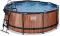 Bazén s krytom a pieskovou filtráciou Wood pool Exit Toys kruhový oceľová konštrukcia 360*122 cm hnedý od 6 rokov