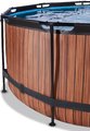 Bazén s krytom a pieskovou filtráciou Wood pool Exit Toys kruhový oceľová konštrukcia 360*122 cm hnedý od 6 rokov