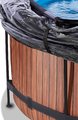 Bazén s krytom a pieskovou filtráciou Wood pool Exit Toys kruhový oceľová konštrukcia 360*122 cm hnedý od 6 rokov