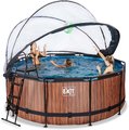 Bazén s krytom a pieskovou filtráciou Wood pool Exit Toys kruhový oceľová konštrukcia 360*122 cm hnedý od 6 rokov