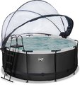 Bazén s krytom a pieskovou filtráciou Black Leather pool Exit Toys kruhový oceľová konštrukcia 360*122 cm čierny od 6 rokov