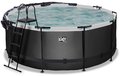 Bazén s krytom a pieskovou filtráciou Black Leather pool Exit Toys kruhový oceľová konštrukcia 360*122 cm čierny od 6 rokov