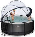 Bazén s krytom a pieskovou filtráciou Black Leather pool Exit Toys kruhový oceľová konštrukcia 360*122 cm čierny od 6 rokov