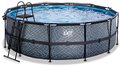 Bazén s krytom a pieskovou filtráciou Stone pool Exit Toys kruhový oceľová konštrukcia 427*122 cm šedý od 6 rokov