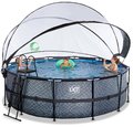 Bazén s krytom a pieskovou filtráciou Stone pool Exit Toys kruhový oceľová konštrukcia 427*122 cm šedý od 6 rokov