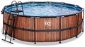 Bazén s krytom a pieskovou filtráciou Wood pool Exit Toys kruhový oceľová konštrukcia 427*122 cm hnedý od 6 rokov