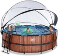 Bazén s krytom a pieskovou filtráciou Wood pool Exit Toys kruhový oceľová konštrukcia 427*122 cm hnedý od 6 rokov