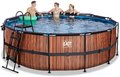 Bazén s krytom a pieskovou filtráciou Wood pool Exit Toys kruhový oceľová konštrukcia 427*122 cm hnedý od 6 rokov