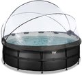 Bazén s krytom a pieskovou filtráciou Black Leather pool Exit Toys kruhový oceľová konštrukcia 427*122 cm čierny od 6 rokov