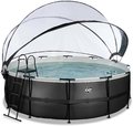 Bazén s krytom a pieskovou filtráciou Black Leather pool Exit Toys kruhový oceľová konštrukcia 427*122 cm čierny od 6 rokov