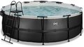 Bazén s krytom a pieskovou filtráciou Black Leather pool Exit Toys kruhový oceľová konštrukcia 427*122 cm čierny od 6 rokov