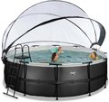 Bazén s krytom a pieskovou filtráciou Black Leather pool Exit Toys kruhový oceľová konštrukcia 427*122 cm čierny od 6 rokov