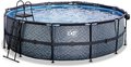 Bazén s krytom a pieskovou filtráciou Stone pool Exit Toys kruhový oceľová konštrukcia 450*122 cm šedý od 6 rokov