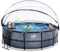 Bazén s krytom a pieskovou filtráciou Stone pool Exit Toys kruhový oceľová konštrukcia 450*122 cm šedý od 6 rokov
