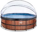 Bazén s krytom a pieskovou filtráciou Wood pool Exit Toys kruhový oceľová konštrukcia 450*122 cm hnedý od 6 rokov