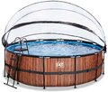 Bazén s krytom a pieskovou filtráciou Wood pool Exit Toys kruhový oceľová konštrukcia 450*122 cm hnedý od 6 rokov