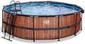 Bazén s krytom a pieskovou filtráciou Wood pool Exit Toys kruhový oceľová konštrukcia 450*122 cm hnedý od 6 rokov