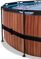 Bazén s krytom a pieskovou filtráciou Wood pool Exit Toys kruhový oceľová konštrukcia 450*122 cm hnedý od 6 rokov