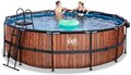 Bazén s krytom a pieskovou filtráciou Wood pool Exit Toys kruhový oceľová konštrukcia 450*122 cm hnedý od 6 rokov