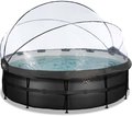 Bazén s krytom a pieskovou filtráciou Black Leather pool Exit Toys kruhový oceľová konštrukcia 450*122 cm čierny od 6 rokov