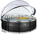 Bazén s krytom a pieskovou filtráciou Black Leather pool Exit Toys kruhový oceľová konštrukcia 450*122 cm čierny od 6 rokov