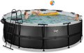 Bazén s krytom a pieskovou filtráciou Black Leather pool Exit Toys kruhový oceľová konštrukcia 450*122 cm čierny od 6 rokov