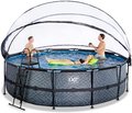Bazén s krytom a pieskovou filtráciou Stone pool Exit Toys kruhový oceľová konštrukcia 488*122 cm šedý od 6 rokov