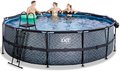 Bazén s krytom a pieskovou filtráciou Stone pool Exit Toys kruhový oceľová konštrukcia 488*122 cm šedý od 6 rokov