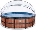 Bazén s krytom a pieskovou filtráciou Wood pool Exit Toys kruhový oceľová konštrukcia 488*122 cm hnedý od 6 rokov