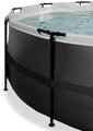 Bazén s krytom a pieskovou filtráciou Black Leather pool Exit Toys kruhový oceľová konštrukcia 488*122 cm čierny od 6 rokov