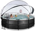Bazén s krytom a pieskovou filtráciou Black Leather pool Exit Toys kruhový oceľová konštrukcia 488*122 cm čierny od 6 rokov