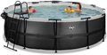 Bazén s krytom a pieskovou filtráciou Black Leather pool Exit Toys kruhový oceľová konštrukcia 488*122 cm čierny od 6 rokov