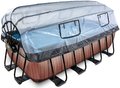 Bazén s krytom a pieskovou filtráciou Wood pool Exit Toys oceľová konštrukcia 400*200*122 cm hnedý od 6 rokov