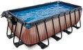 Bazén s krytom a pieskovou filtráciou Wood pool Exit Toys oceľová konštrukcia 400*200*122 cm hnedý od 6 rokov