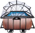 Bazén s krytom a pieskovou filtráciou Wood pool Exit Toys oceľová konštrukcia 400*200*122 cm hnedý od 6 rokov