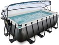 Bazén s krytom a pieskovou filtráciou Black Leather pool Exit Toys oceľová konštrukcia 400*200*122 cm čierny od 6 rokov