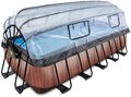 Bazén s krytom a pieskovou filtráciou Wood pool Exit Toys oceľová konštrukcia 540*250*122 cm hnedý od 6 rokov