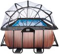 Bazén s krytom a pieskovou filtráciou Wood pool Exit Toys oceľová konštrukcia 540*250*122 cm hnedý od 6 rokov
