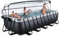 Bazén s krytom a pieskovou filtráciou Black Leather pool Exit Toys oceľová konštrukcia 540*250*122 cm čierny od 6 rokov