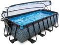 Bazén s krytom pieskovou filtráciou a tepelným čerpadlom Stone pool Exit Toys oceľová konštrukcia 400*200*100 cm šedý od 6 rokov